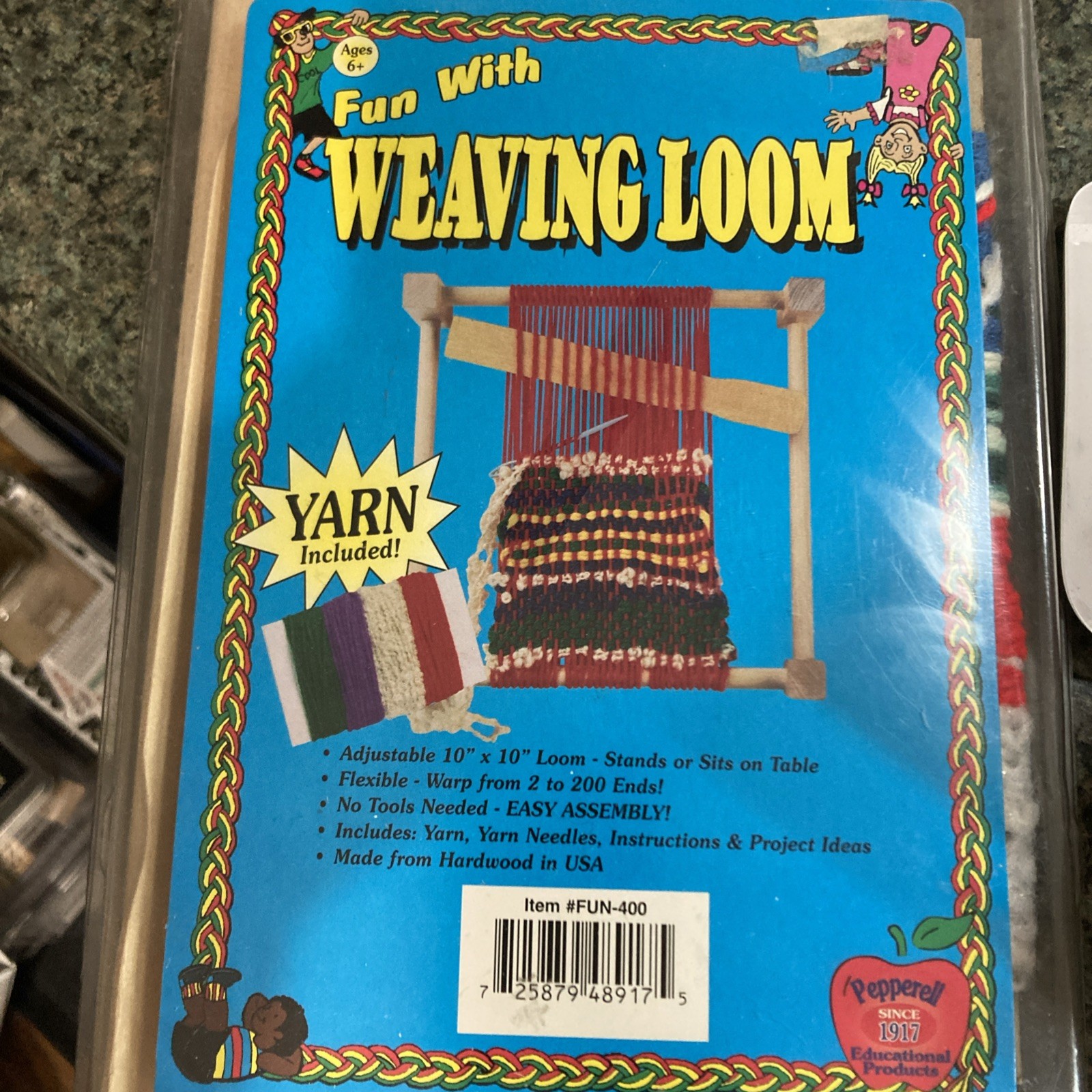 Retro Crafting Kit – Weaving Loom – Includes Yarn