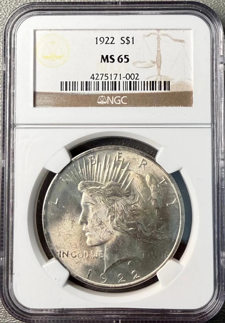 1922 Peace Silver Dollar NGC MS-65