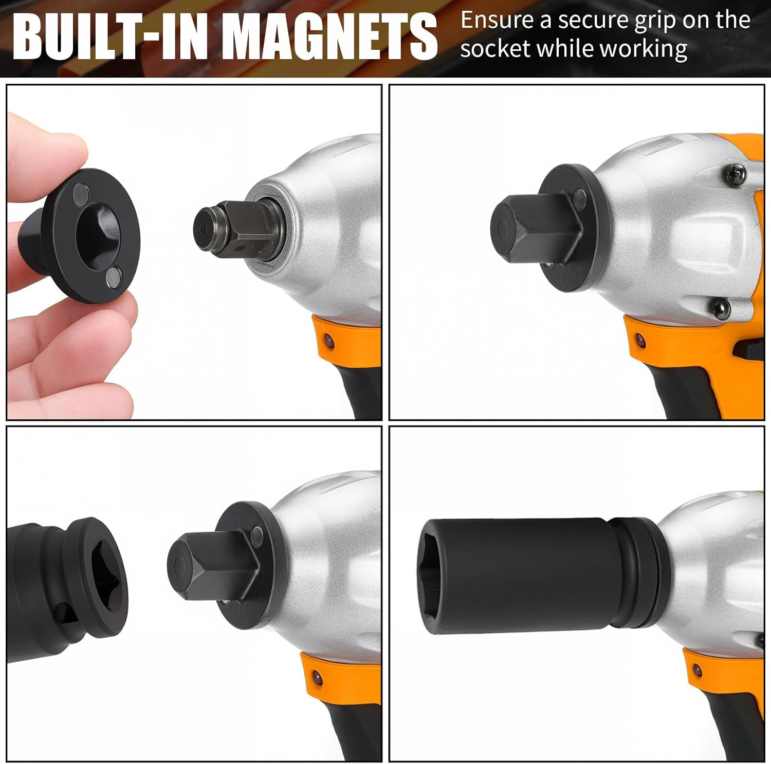 Socket Adapter Set, Low Profile Impact Socket Adapter for Tight Spaces, Impact I