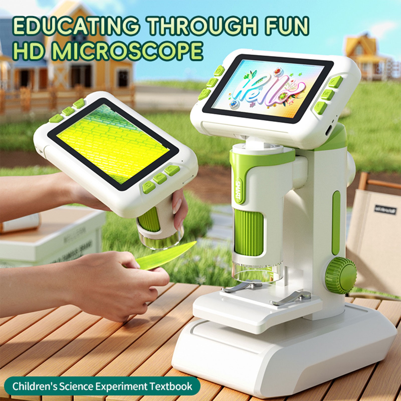 1600X Kids Digital Microscope - 4" 1080P Screen, Handheld Portable Science Kit