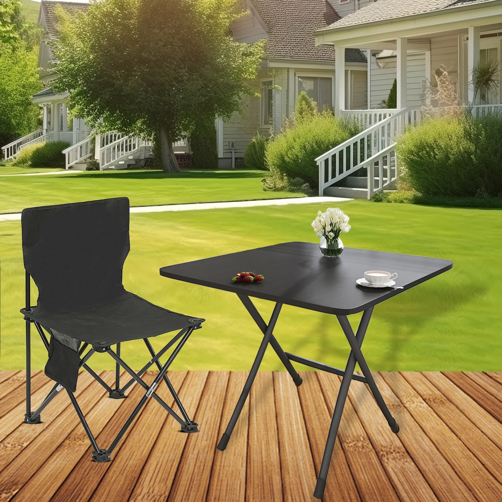 Indoor/Outdoor Folding Dining Table Square Seats 4 Office Study Computer Desk