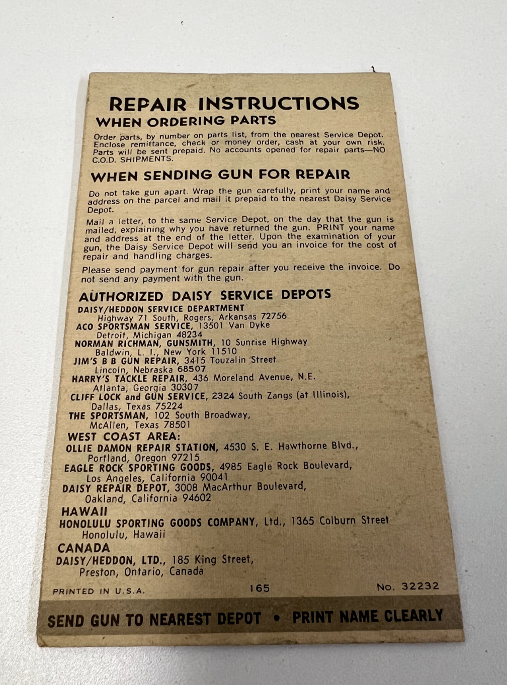 Vintage Daisy BB Gun Manual