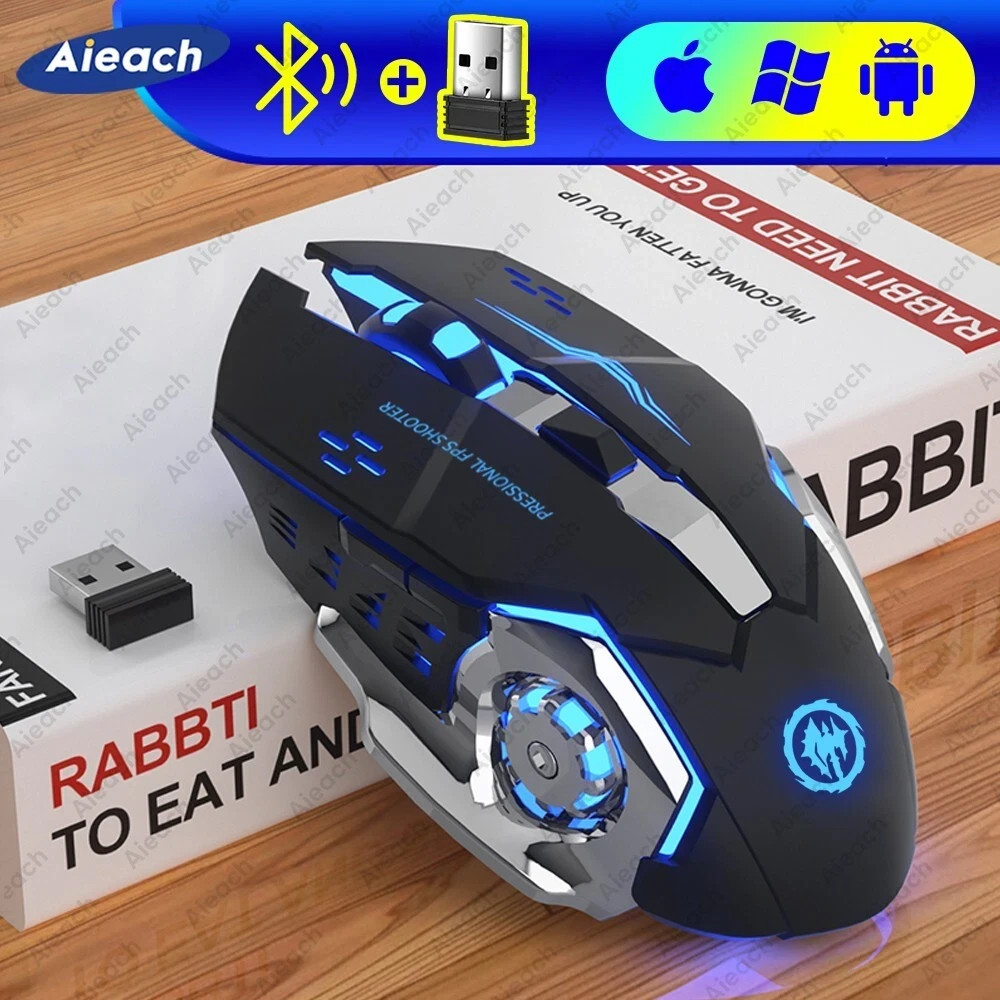 Wireless RGB Gaming Mouse Bluetooth Rechargeable for PC Laptop