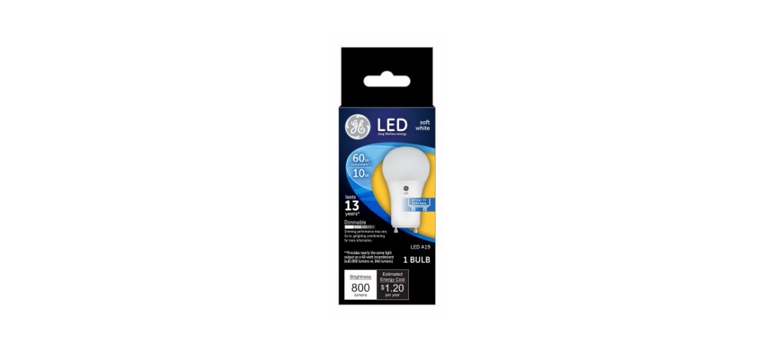 GE 44775 LED Bulb A19 GU24 Soft White 60 Watt Equivalence Clear
