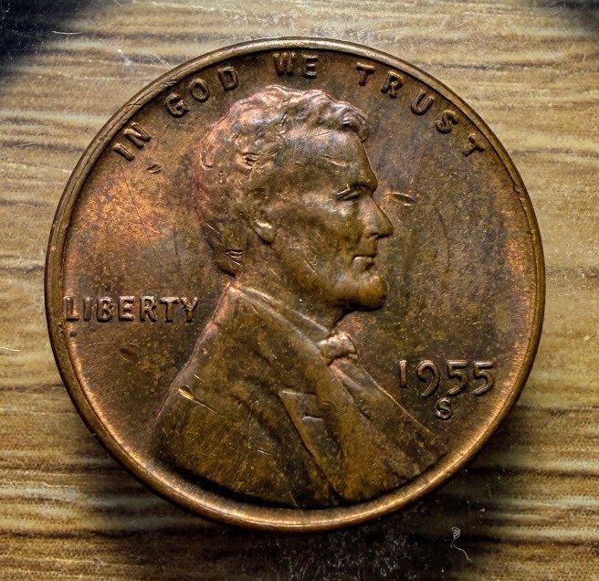 1955-S Lincoln Wheat Cent - Actual Coin Shown - Free Shipping & Tracking INV#5