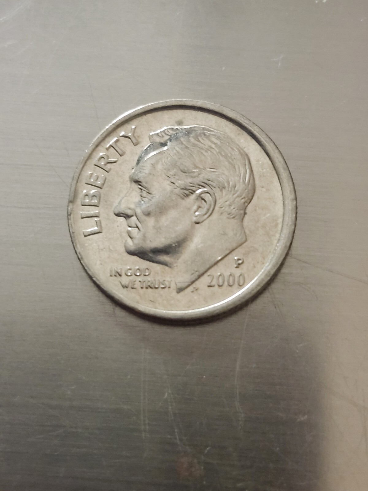 2000 P Roosevelt Dime Misaligned Die