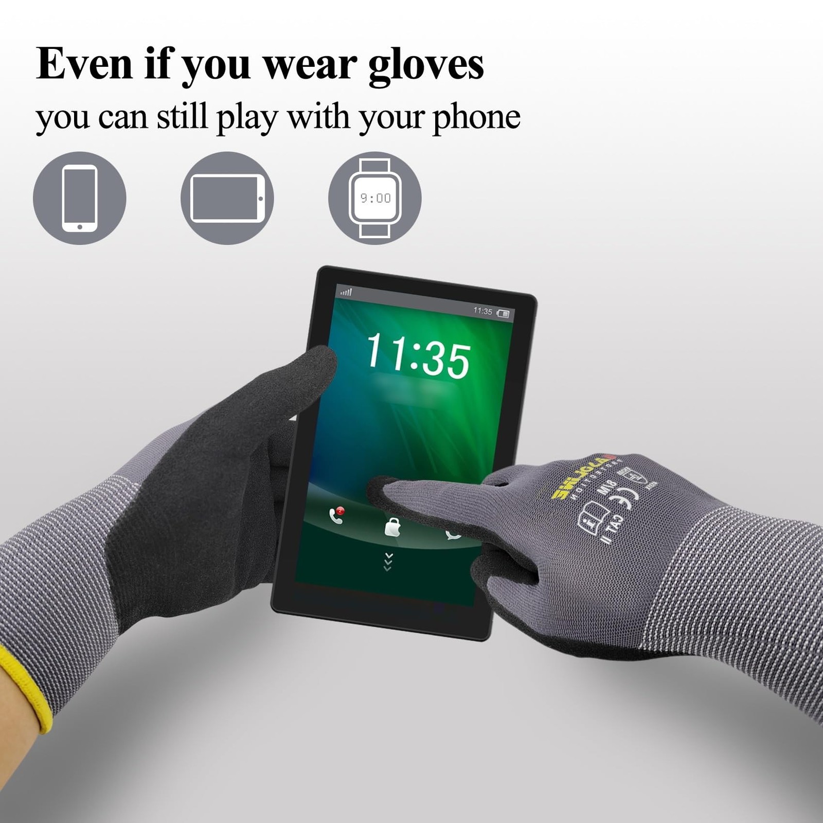 Work Gloves MicroFoam Nitrile Coated-12 Pairs,Seamless Knit Nylon&Spandex Glo...
