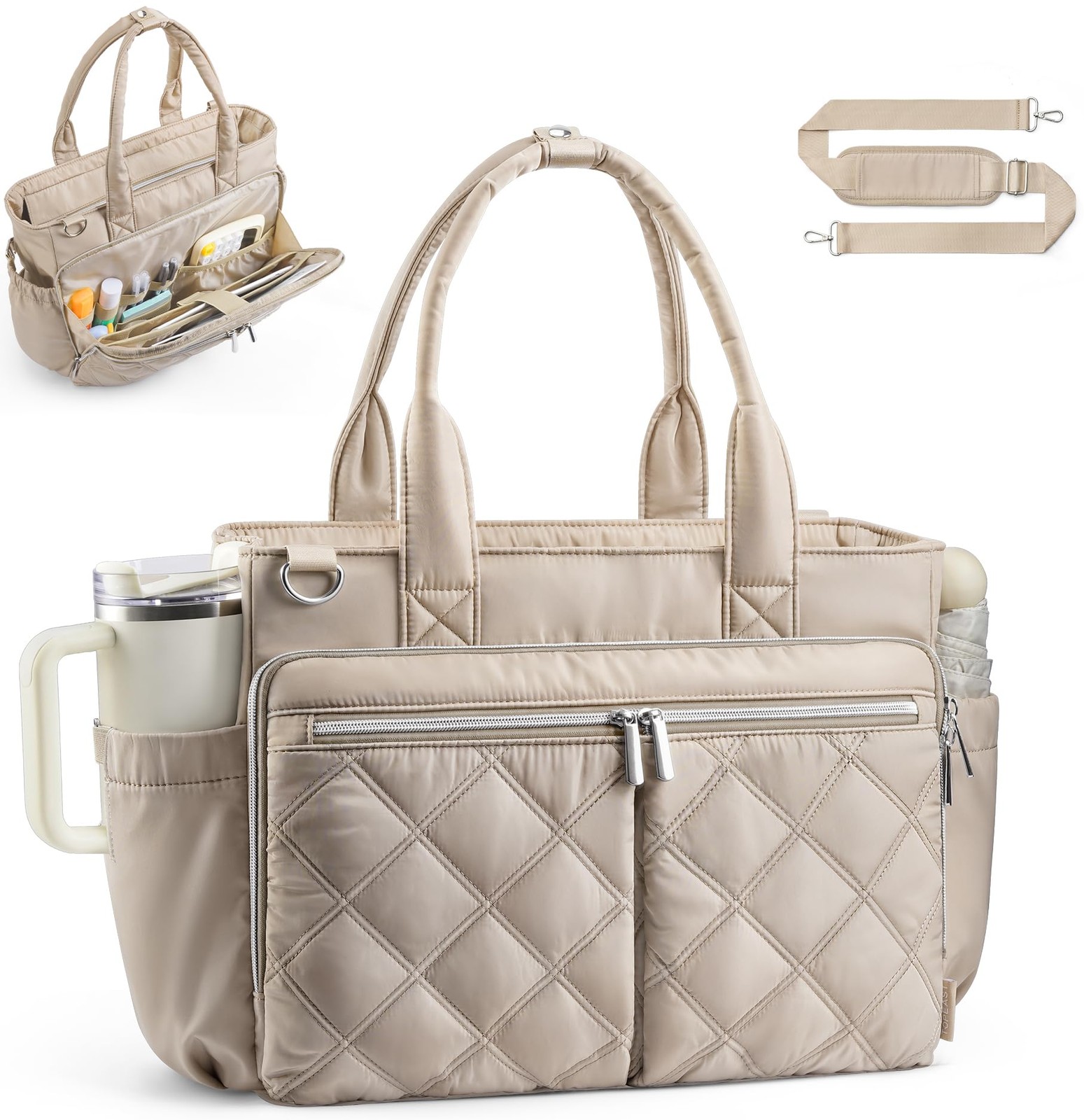 Teacher Tote Bags for Women Work, Lightweight 15.6 Inch Laptop Bag Quilted Nu...