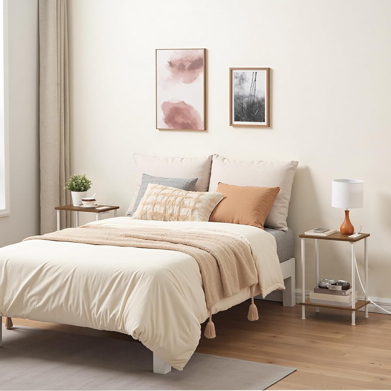 Side Table W/ Charging Station End Table W/ USB Port & Outlets Nightstand W/ New