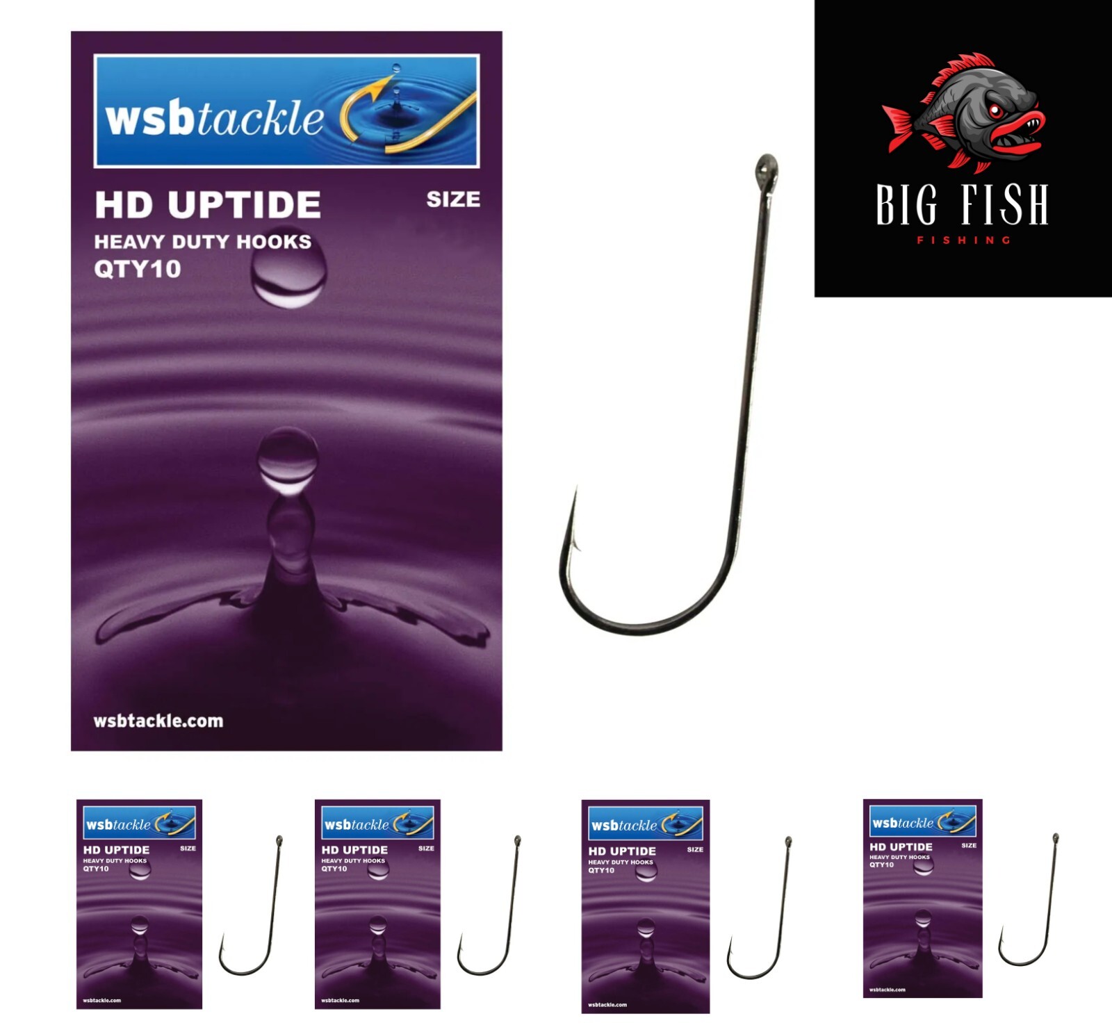 Heavy Duty Uptide Wide Gape Sea Fishing Hooks - Multiple Sizes