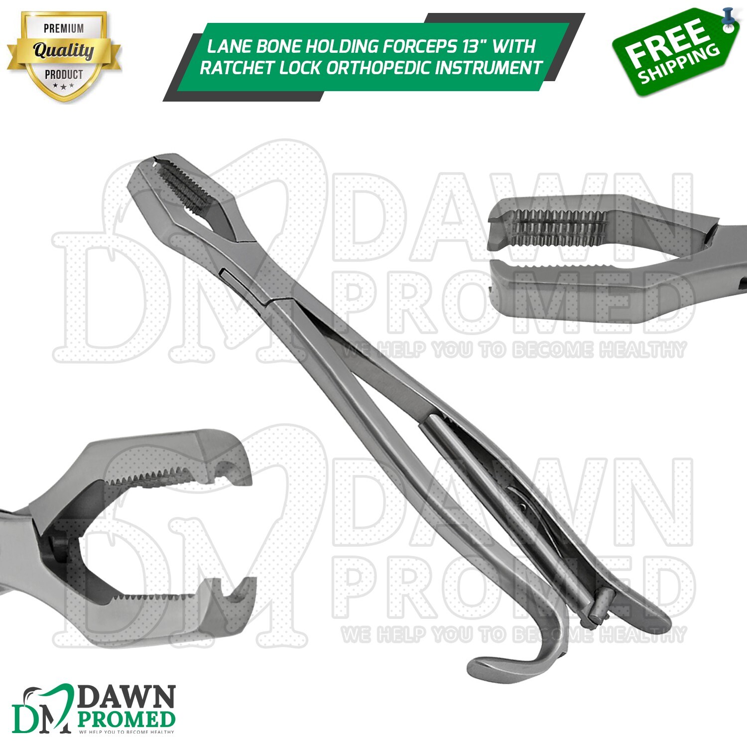 Lane Bone Holding Forceps 13" W/Ratchet Lock Orthopedic Instruments German Grade