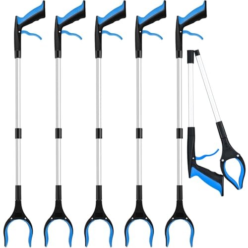 6-Pack 32" Grabber Reacher Tool, 360° Rotating Head, Wide Jaw, Foldable