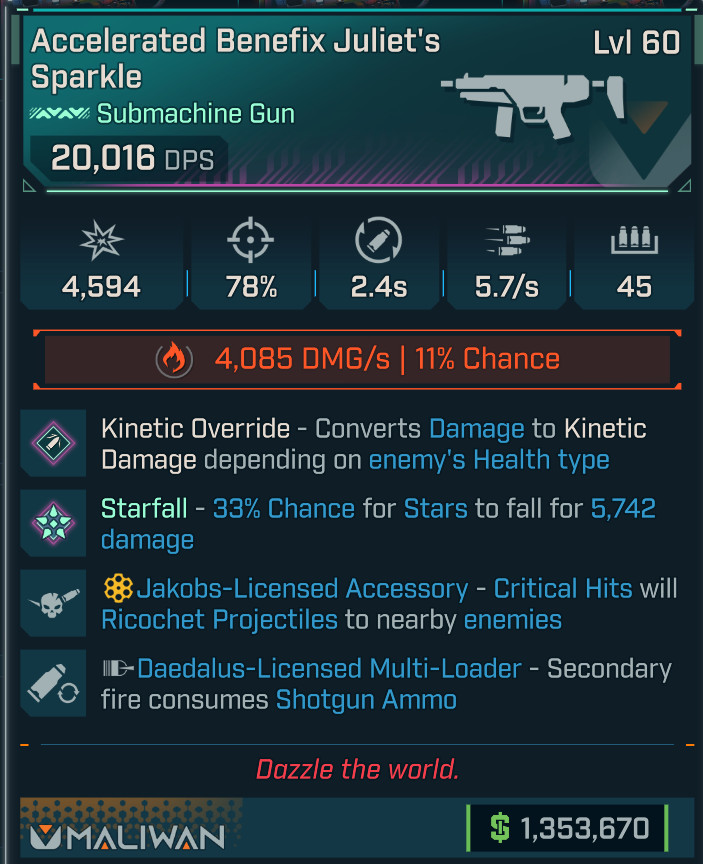 Borderlands 4⭐INCENDIARY JULIET'S SPARKLE SMG⭐KINETIC OR⭐JAKOBS⭐SHOTGUN AMMO