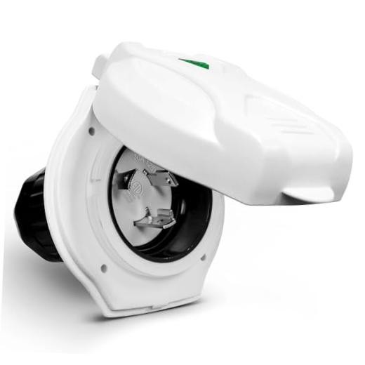 True Mods Inlet Shore Power Supply 30 Amp Receptacle Inlet Receptacle White 30A