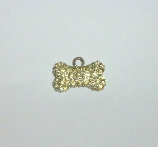 Pale Canary Yellow Crystal "Puffed" Bone Shaped Charm For Dogs & Humans !