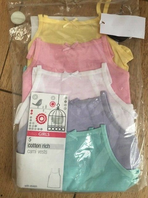marks and spencer 5 pack girls cotton rich pastel vest tops 18 months to 2 years