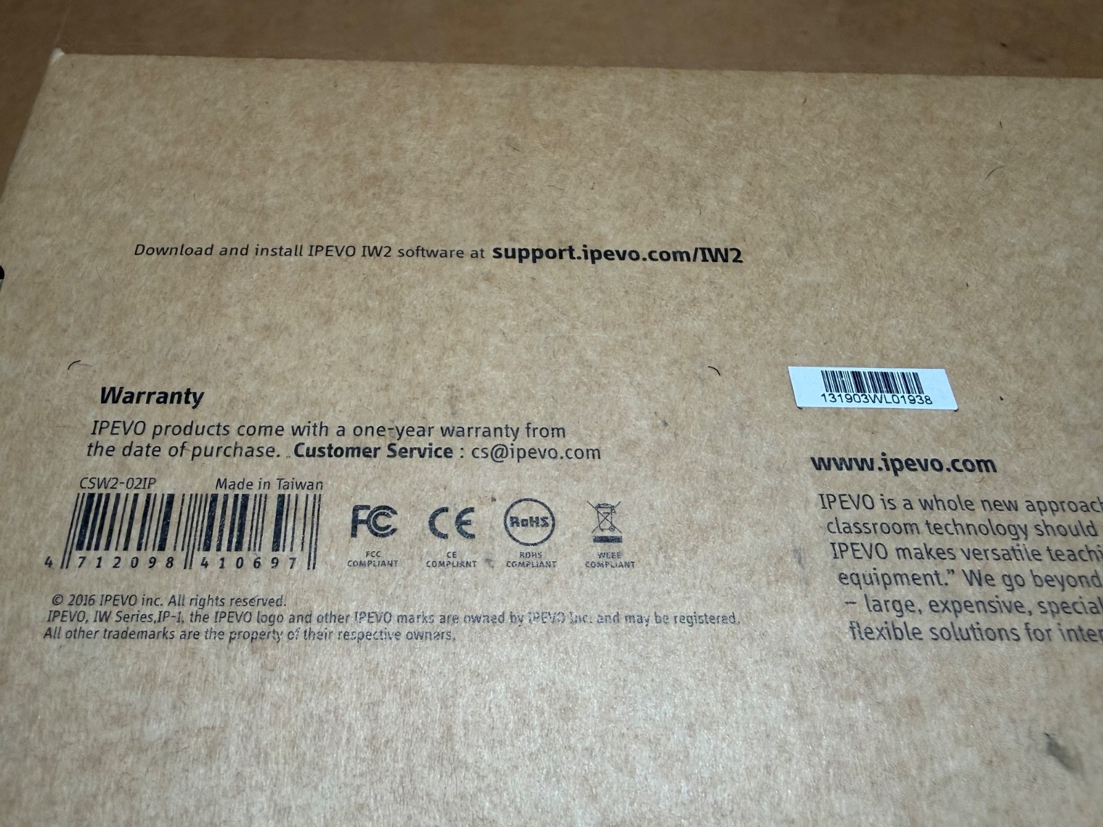 IPEVO IW2 Wireless Interactive Whiteboard System