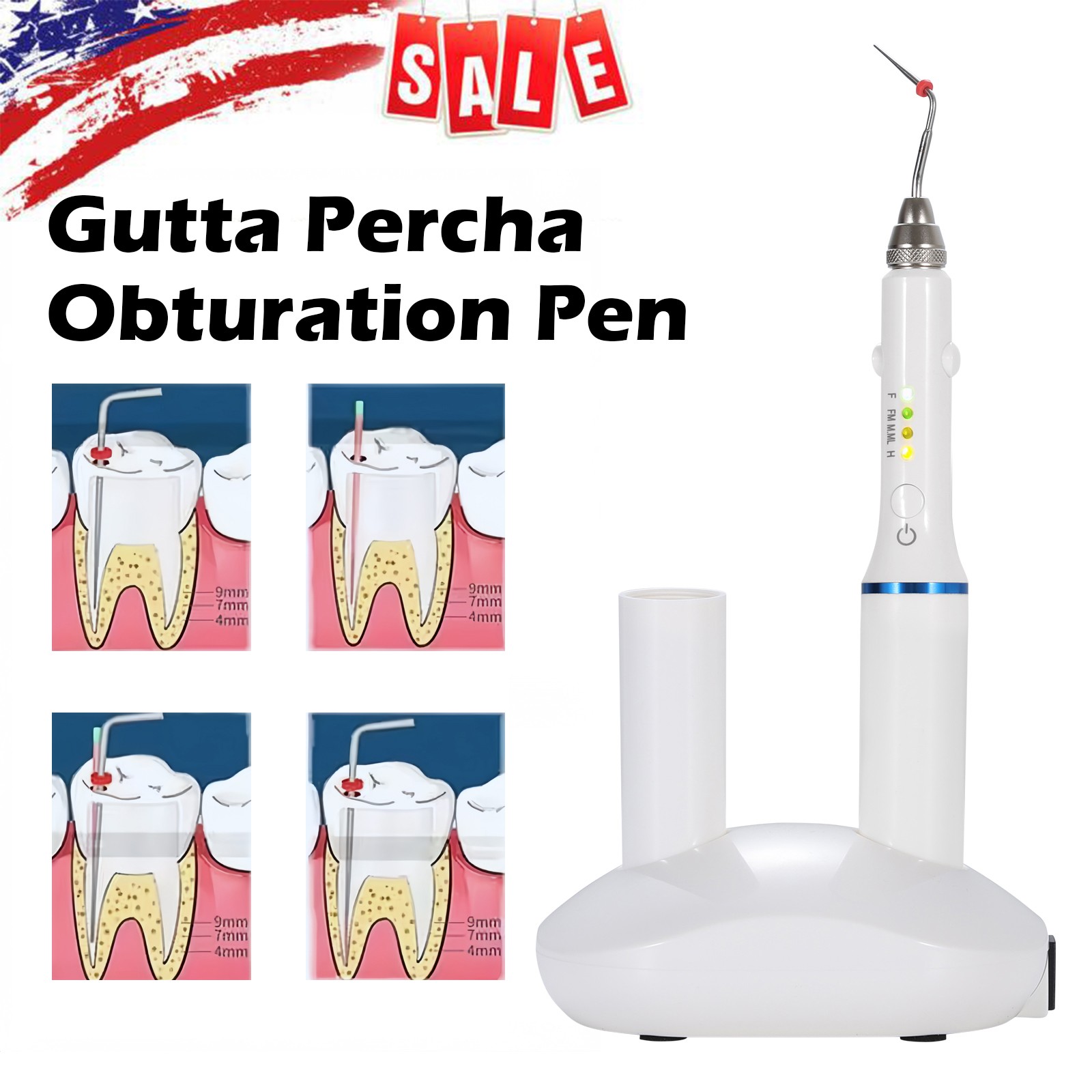 Dental Gutta Percha Obturation Pen 2S Heating Double Charging w/ 4 Endo Tips