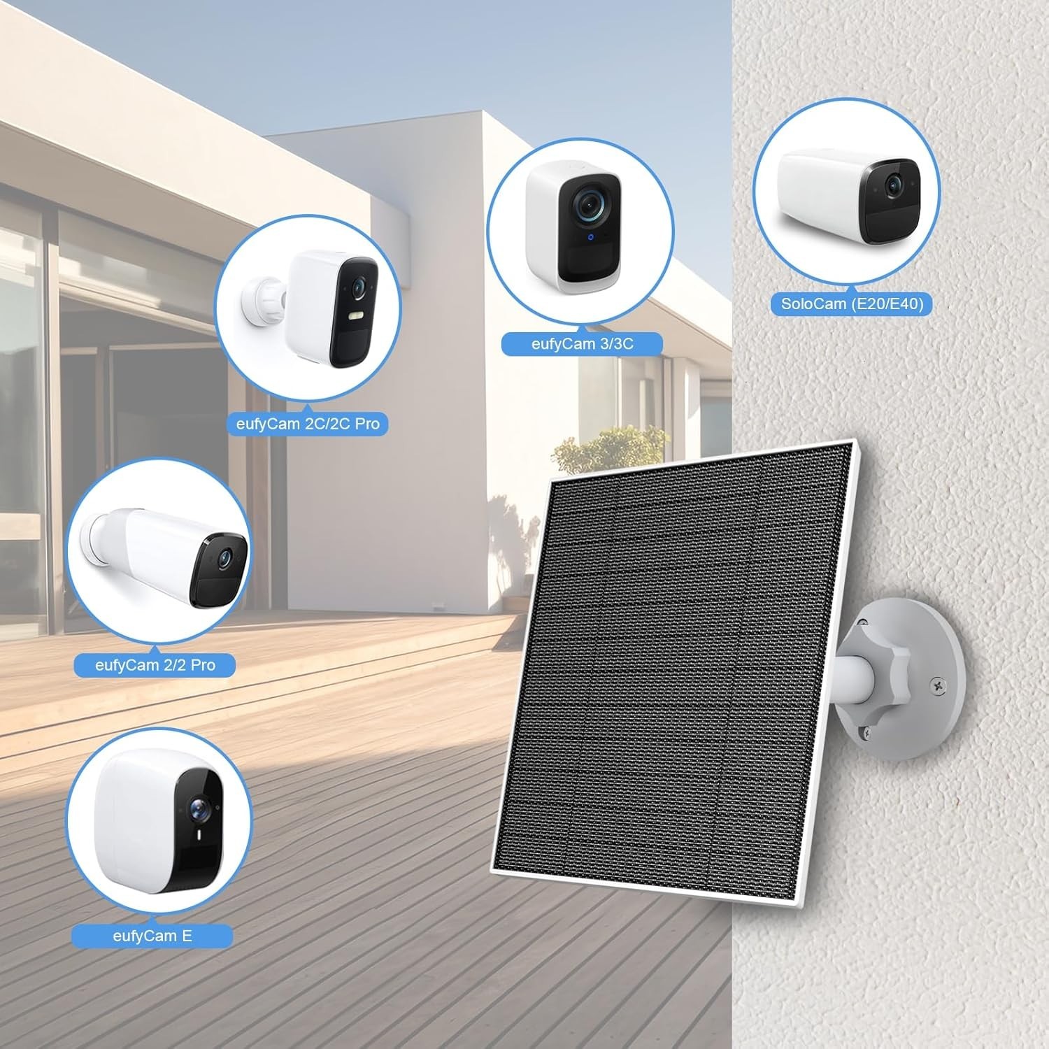 Solar Panel Eufy Outdoor Camera 5W Camera Solar Panel Charger Compatible Eufycam