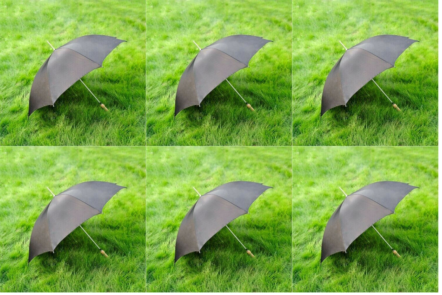 48" Solid Black Rain Umbrellas - Bulk Pack of 6