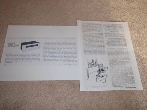 Marantz Model 15 Amplifier Review, 2 pgs, 1967, Info