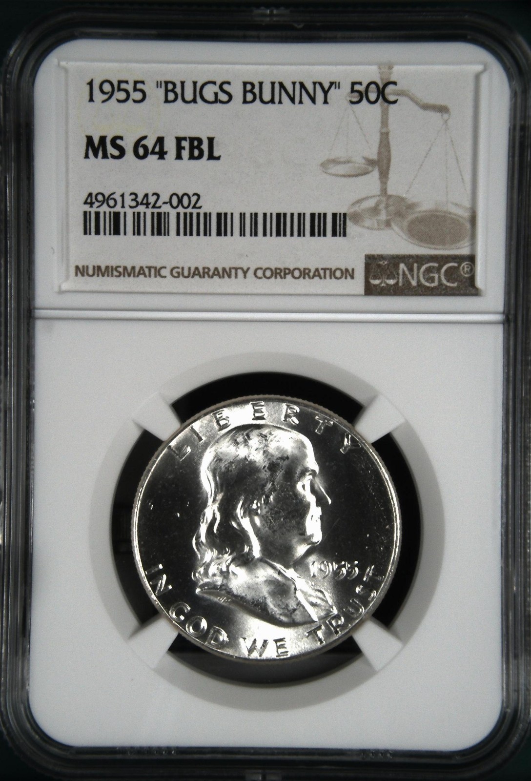 Three Franklin Silver Half Dollars 50C FBL MS64 NGC 1948, 1954, 1955 "Bugs"