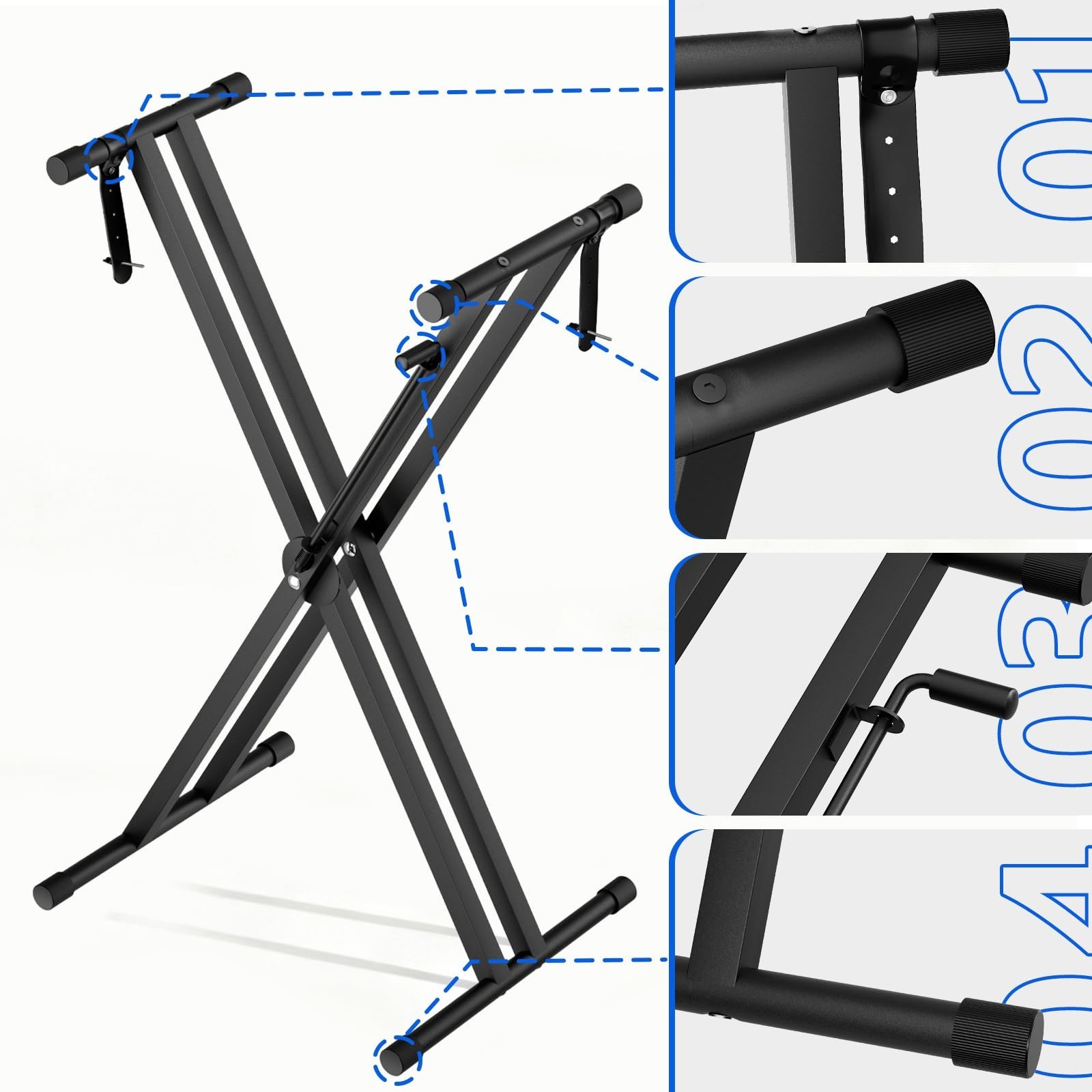 Upgrade Heavy-Duty, Easily Adjustable Height Double-X Keyboard Stand, Portabl...