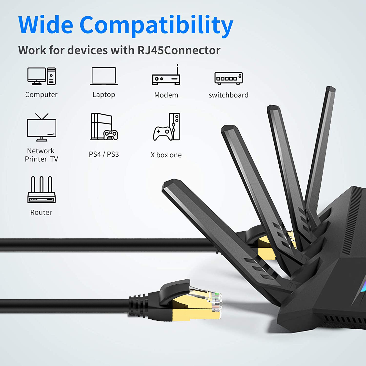 CAT8 Shielded STP Ethernet Gigabit LAN Network Cable for Switch/Router/Modem Lot