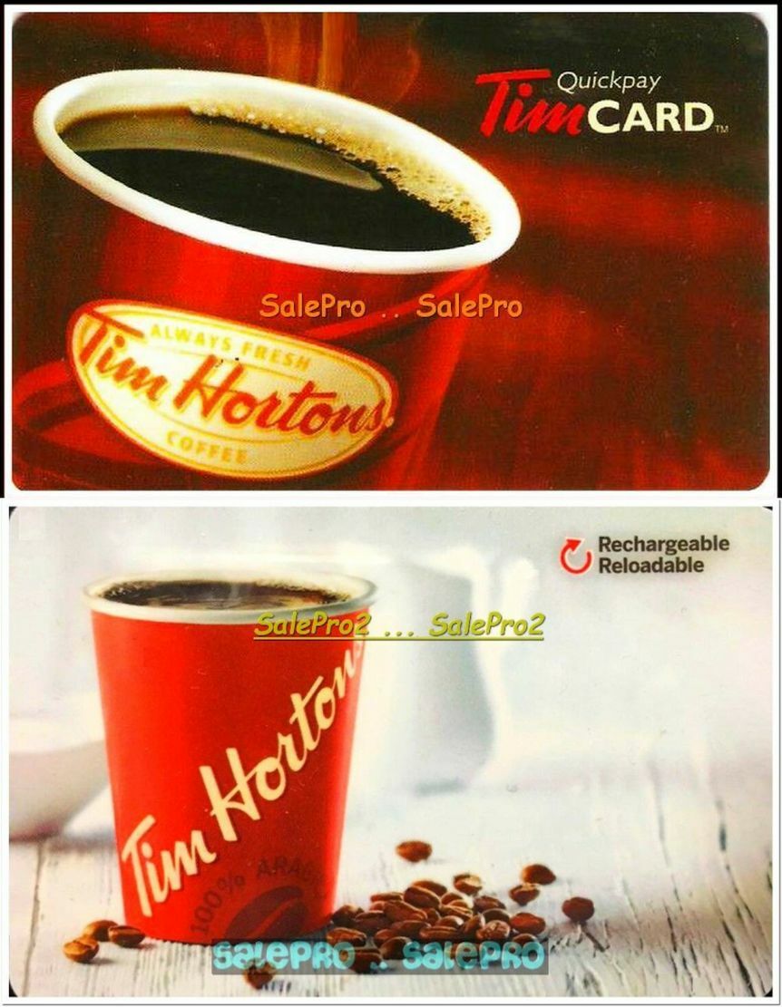 2x TIM HORTON 2007 2015 ONT. HOT FRESH COFFEE ENGLISH COLLECTIBLE GIFT CARD LOT
