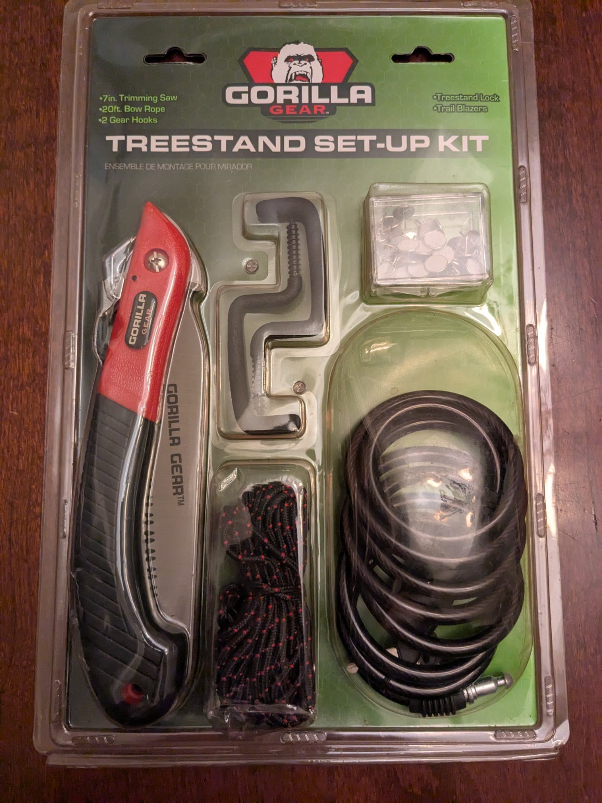 Gorilla Gear Treestand Set-up Kit 6’ Cable Lock,Keys,Saw,Rope,Hooks,Bright Eyes