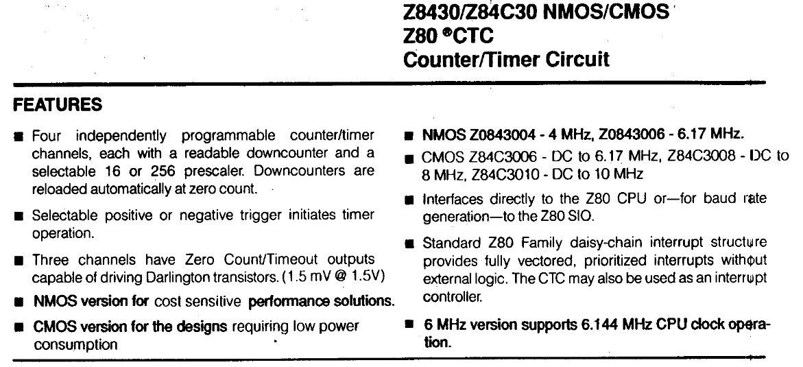 Lot of 2 - SGS (ST) - Z8430AB1 Z80ACTC - Microprocessor, CPU Peripheral Timer