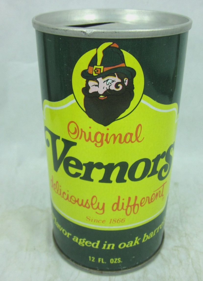 Vernors ginger ale straight steel soda pop can w barcode GARDENA CALIFORNIA