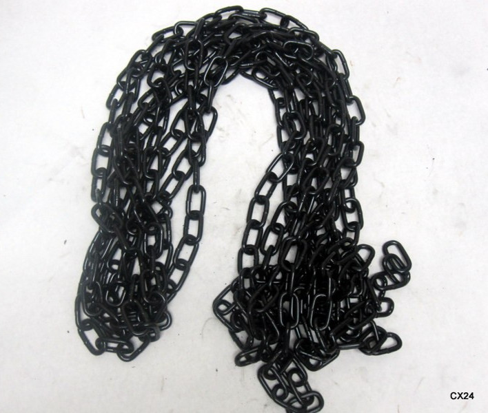 25' Black Coated Chain, Safety Chain, Swing Chain 1" Link Diameter, 3/16" Thick