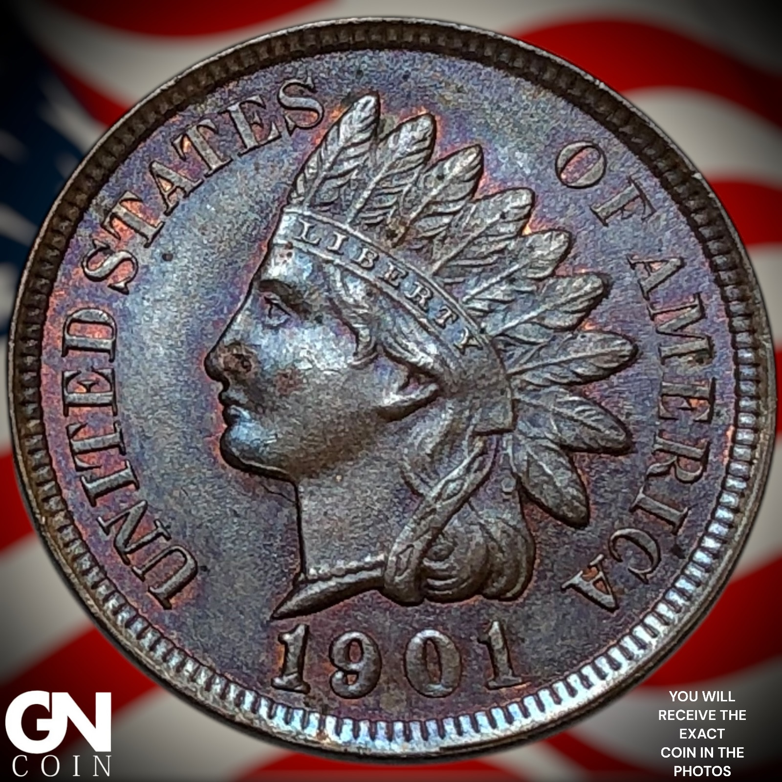 1901 COLOR Indian Head Cent Penny Z3037