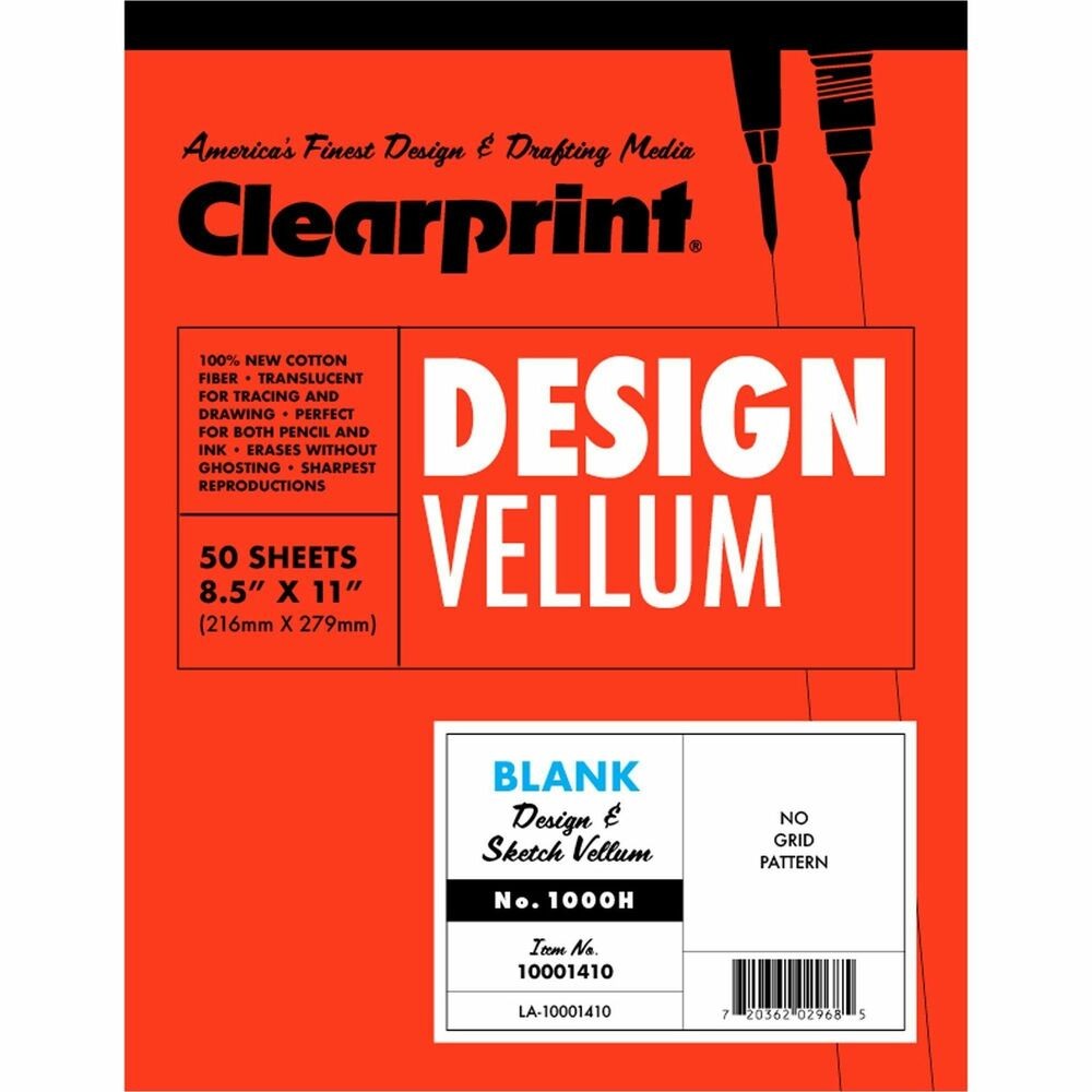 Clearprint  Vellum Pad 10001410 8-1/2 " x 11 " White 720362029685