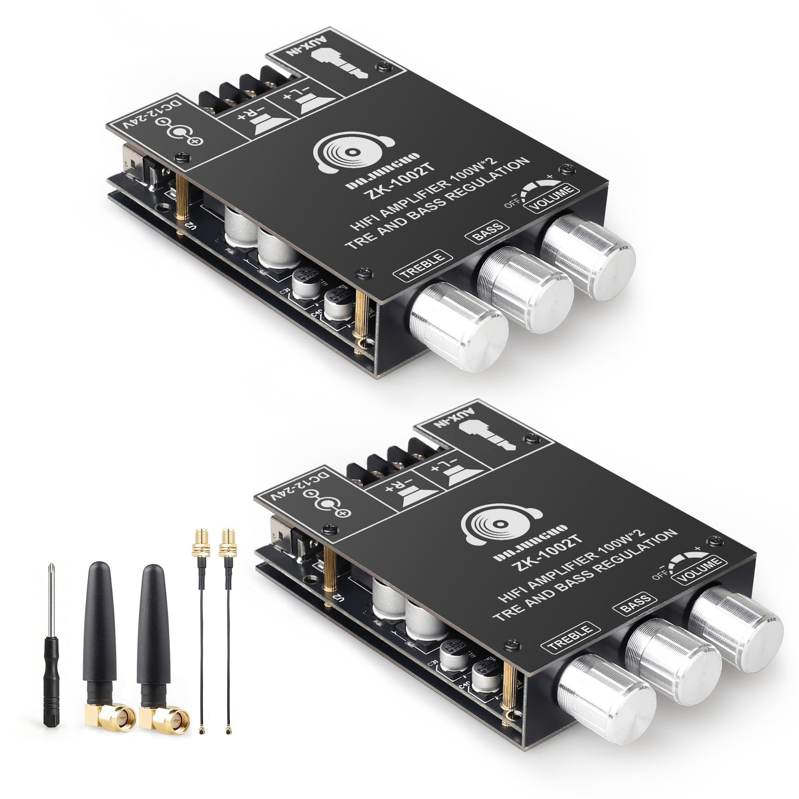ZK1002T 100W+100W Bluetooth Amplifier Board TPA3116D2 DC 1224V Black 2 PCS