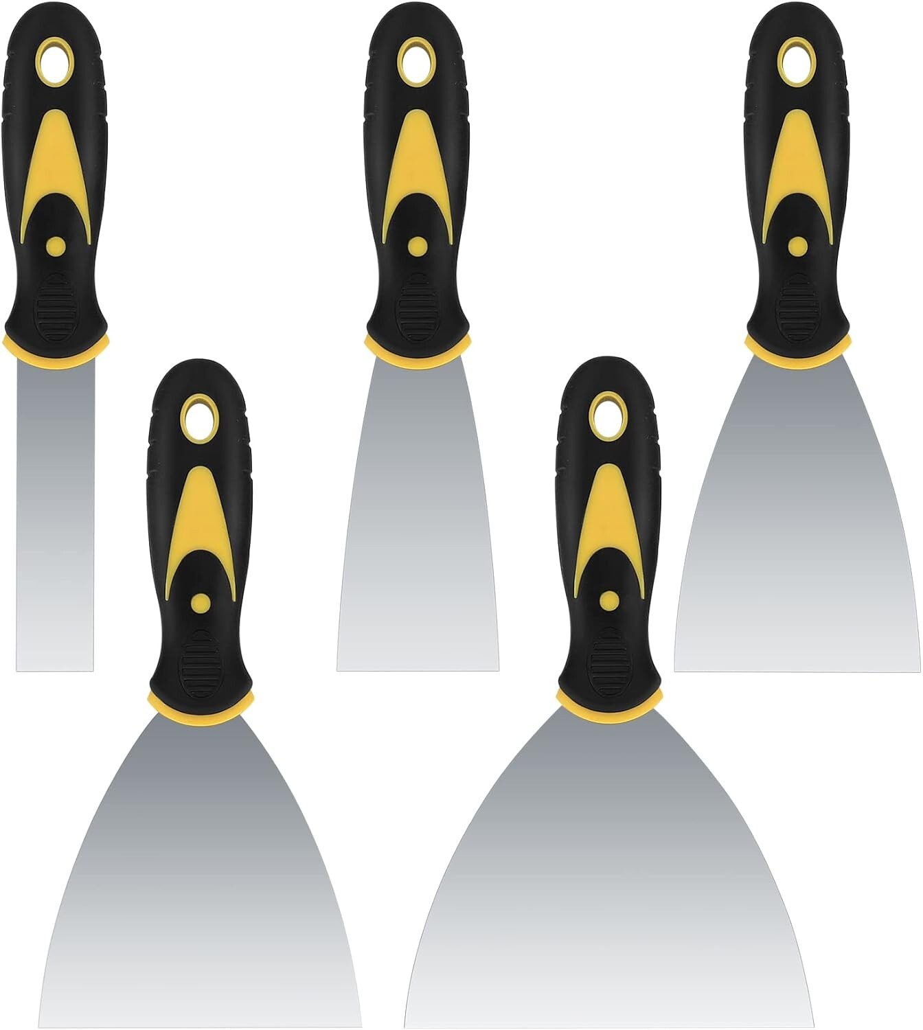 5 PCS Putty Knife Set 1" 2" 3" 4" 5" Stainless Steel Paint Scraper Tool Set