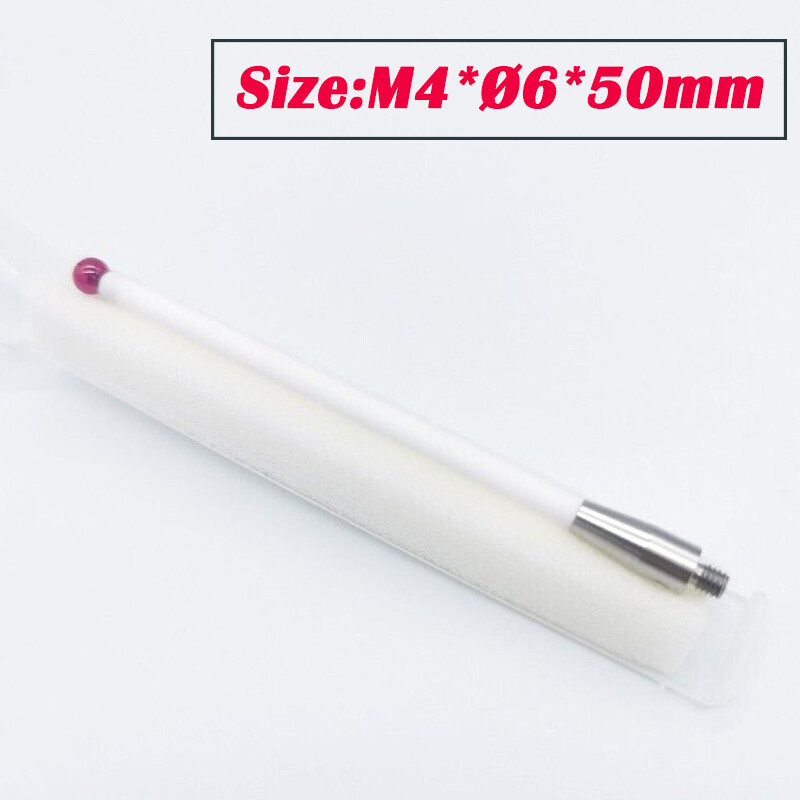 CMM Touch Probe Stylus 6mm Ruby Ball CNC Probe Tip Ceramic shaft Length 50mm M4
