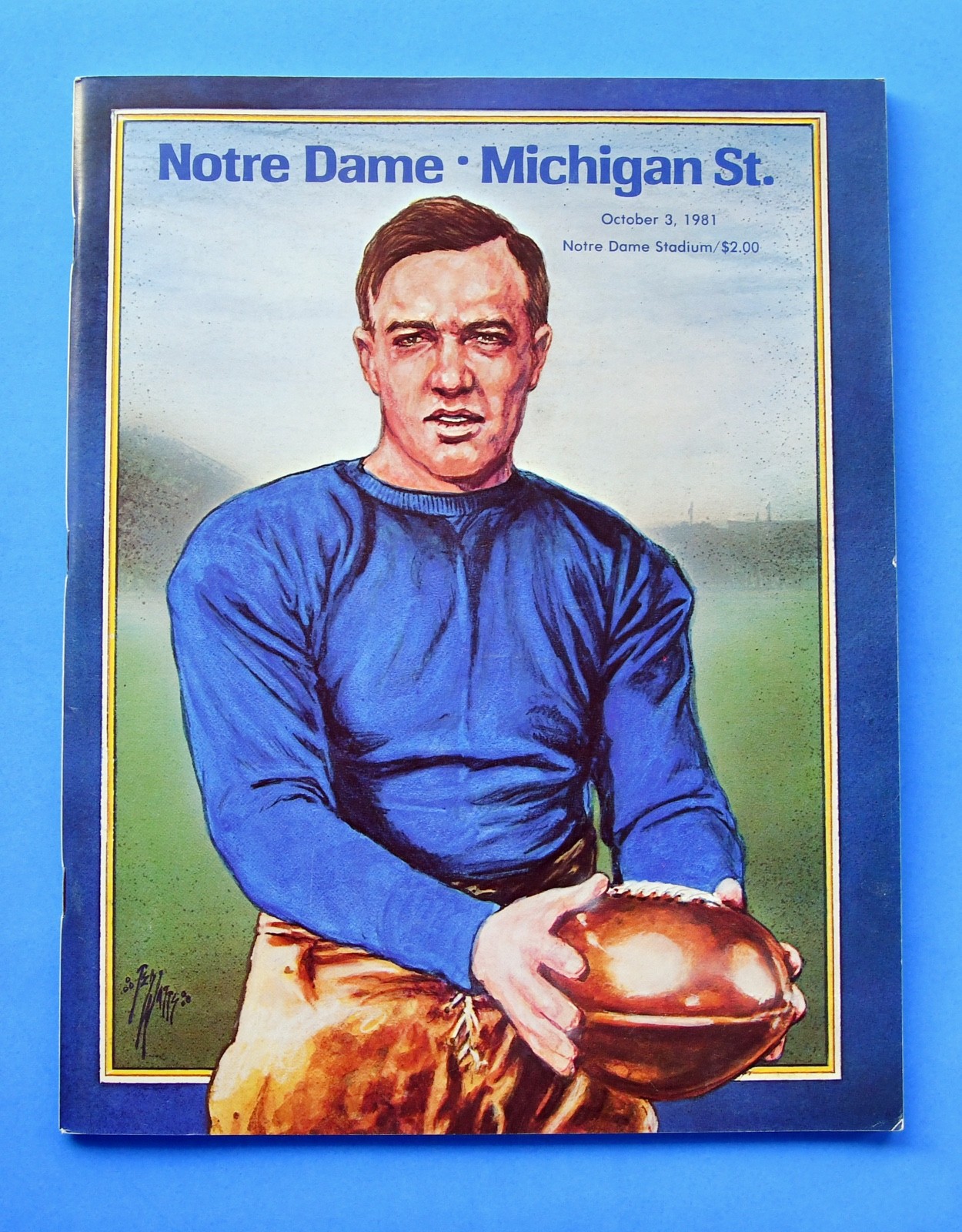 1981 Notre Dame Fighting Irish v Michigan State Football Program. NCAA Football.