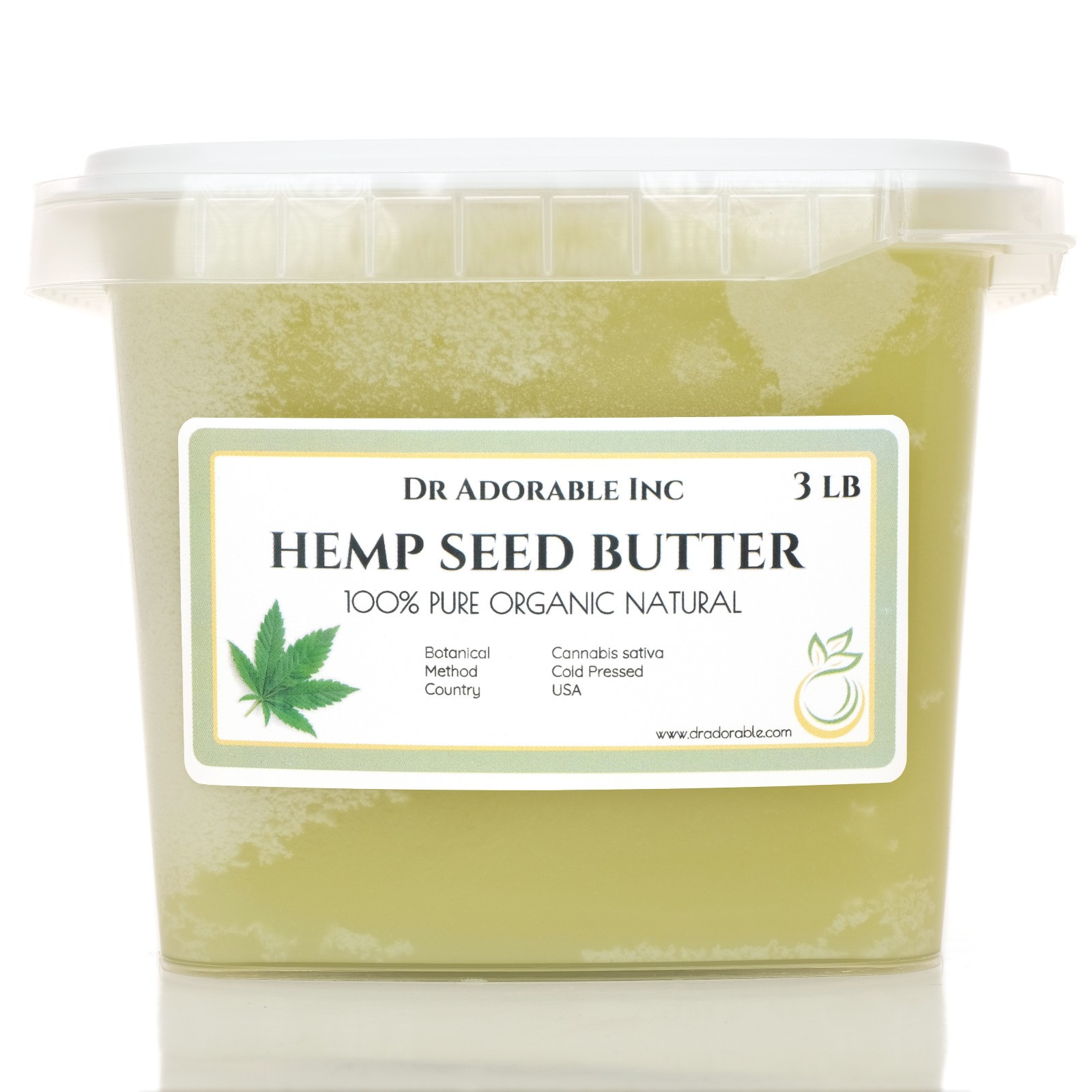 3 Lb/ 48oz ORGANIC HEMP BUTTER 100% PURE RAW NATURAL COLD PRESSED Skin Body Hair
