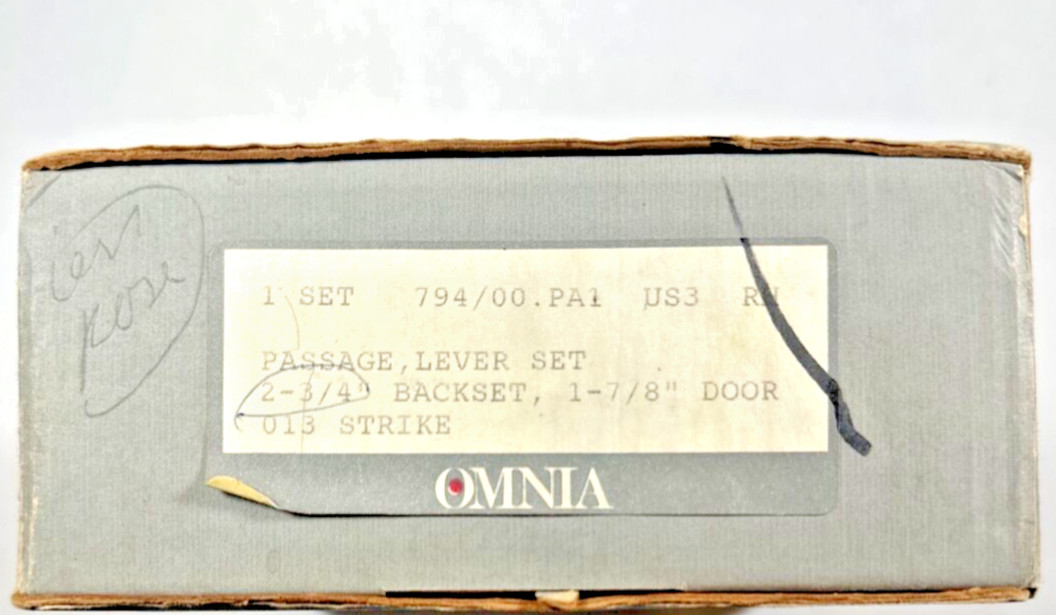 New Omnia Passage Lever Set 794/00.PA1 US3 Brass Locksmith Inventory