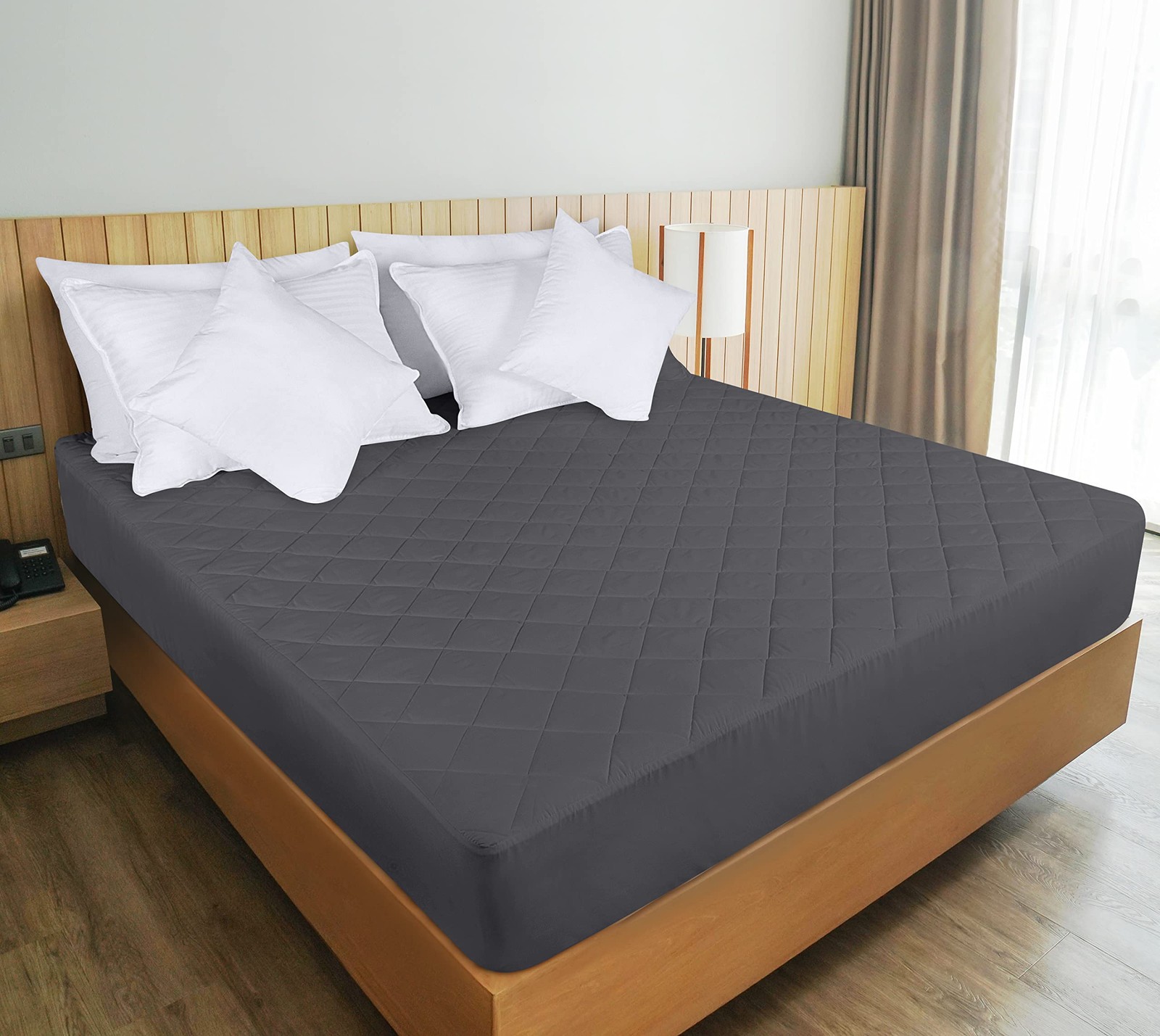 Utopia Bedding Quilted Fitted Mattress Pad, Queen (Pack of 1), Grey