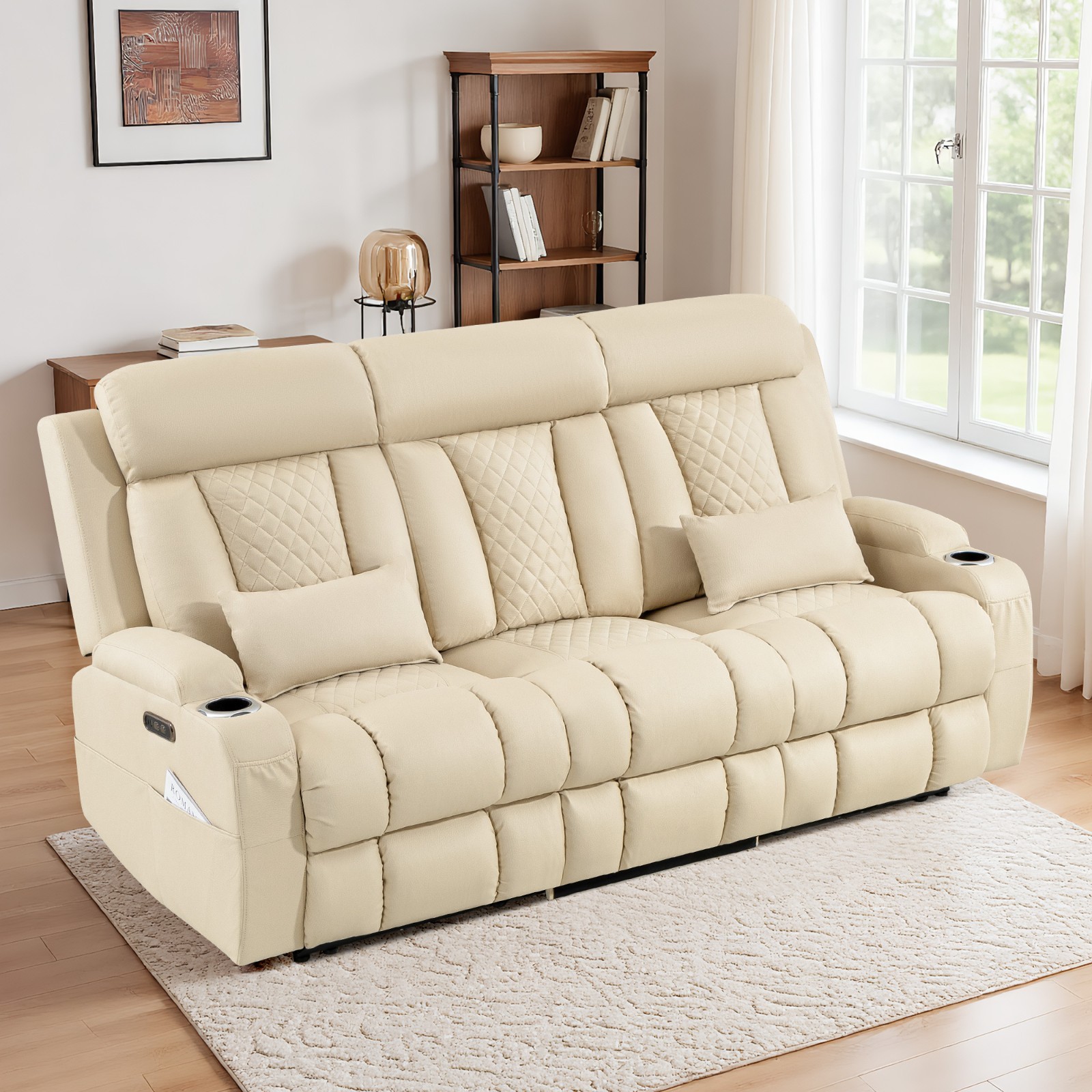 Power Loveseat Recliner Sofa, Wall Hugger Couch with Adjustable Headrest, Type-C