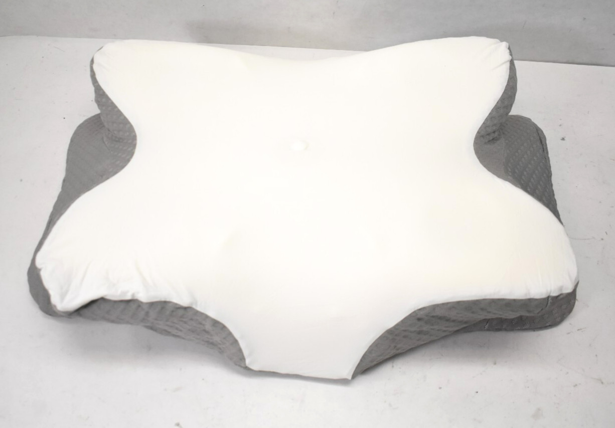 Cervical memory Foam Pillow Contoured Multifunctional Support 3D Gray/White