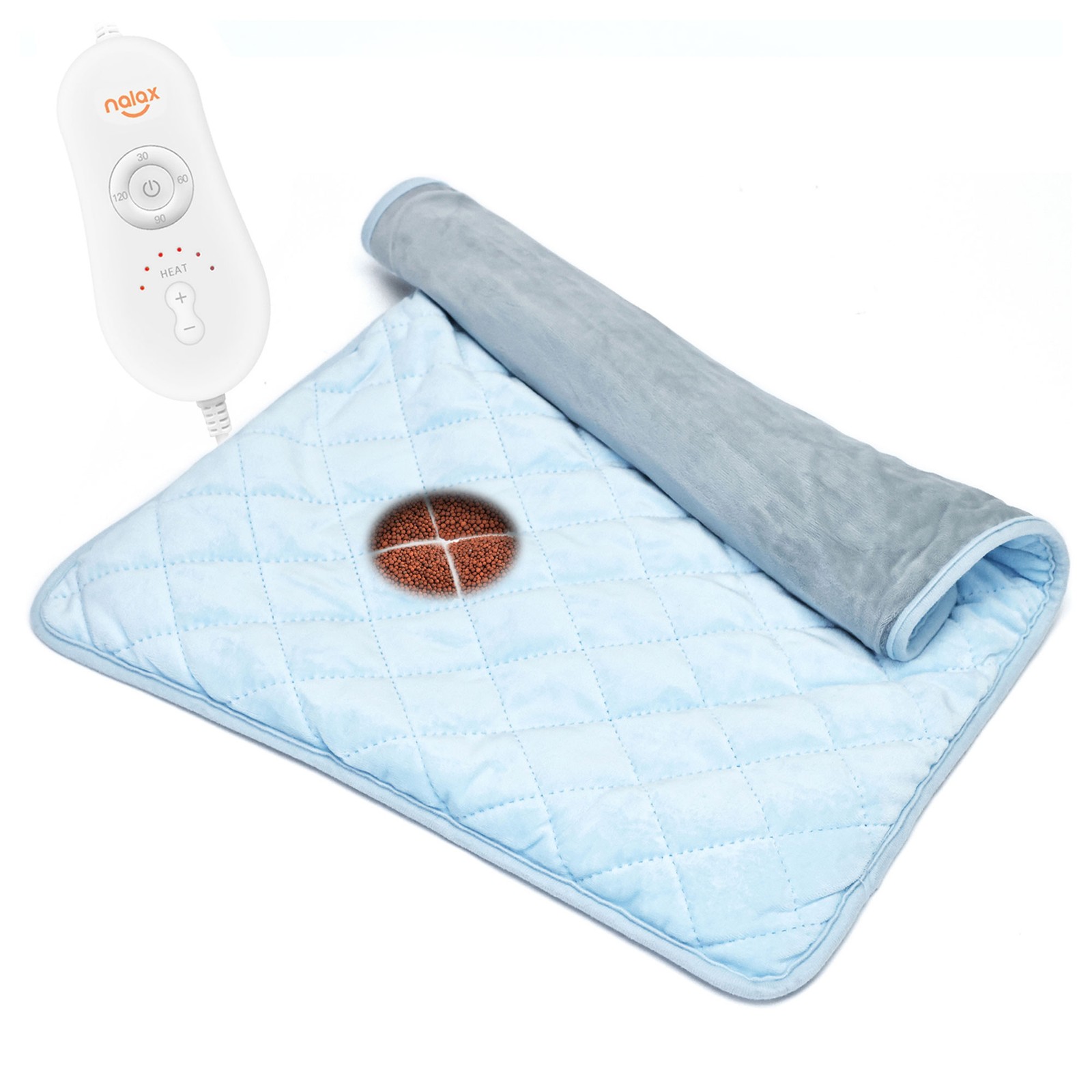 nalax Electric Microfiber Heating Blanket with Jade Chips, Light Blue (Open Box)