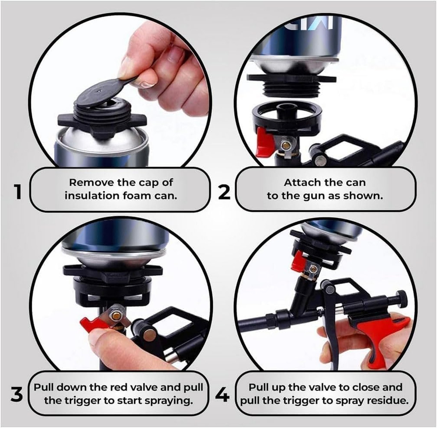 ixirpro Mega Professional Expanding Foam Spray Gun (1 Insulation Gun + 9 Exte...