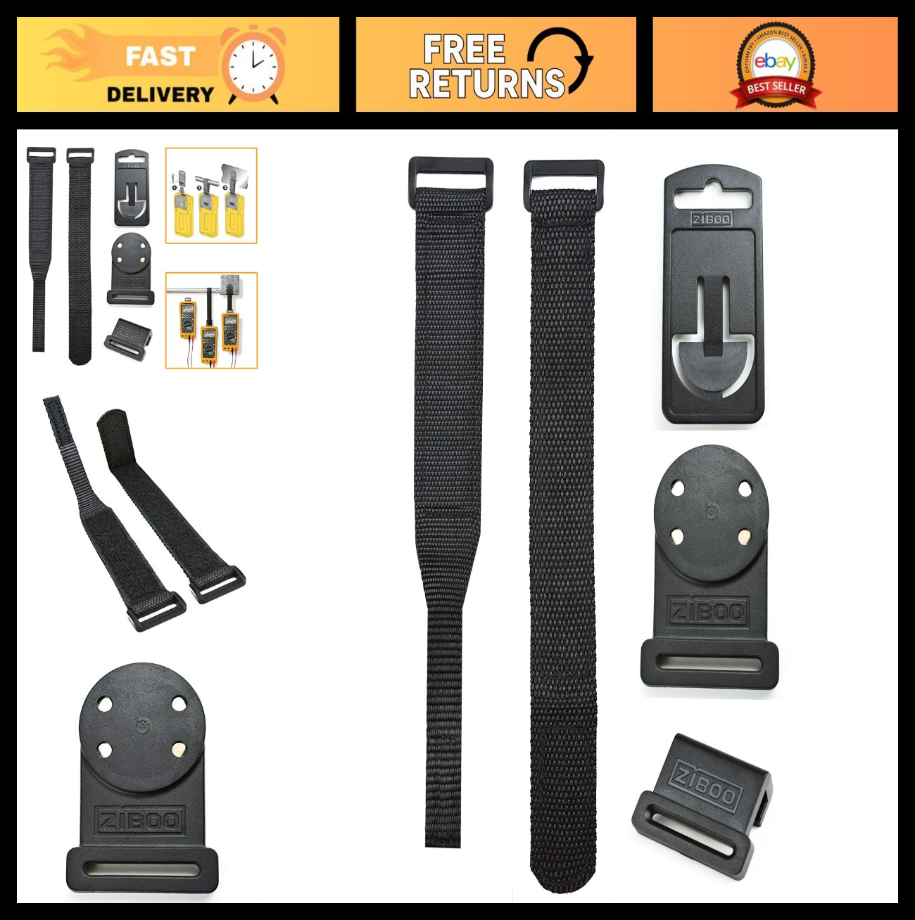 Multimeter Hanging Kit for Fluke Meters - 2 Straps, 2 Clips, Magnetic Hanger