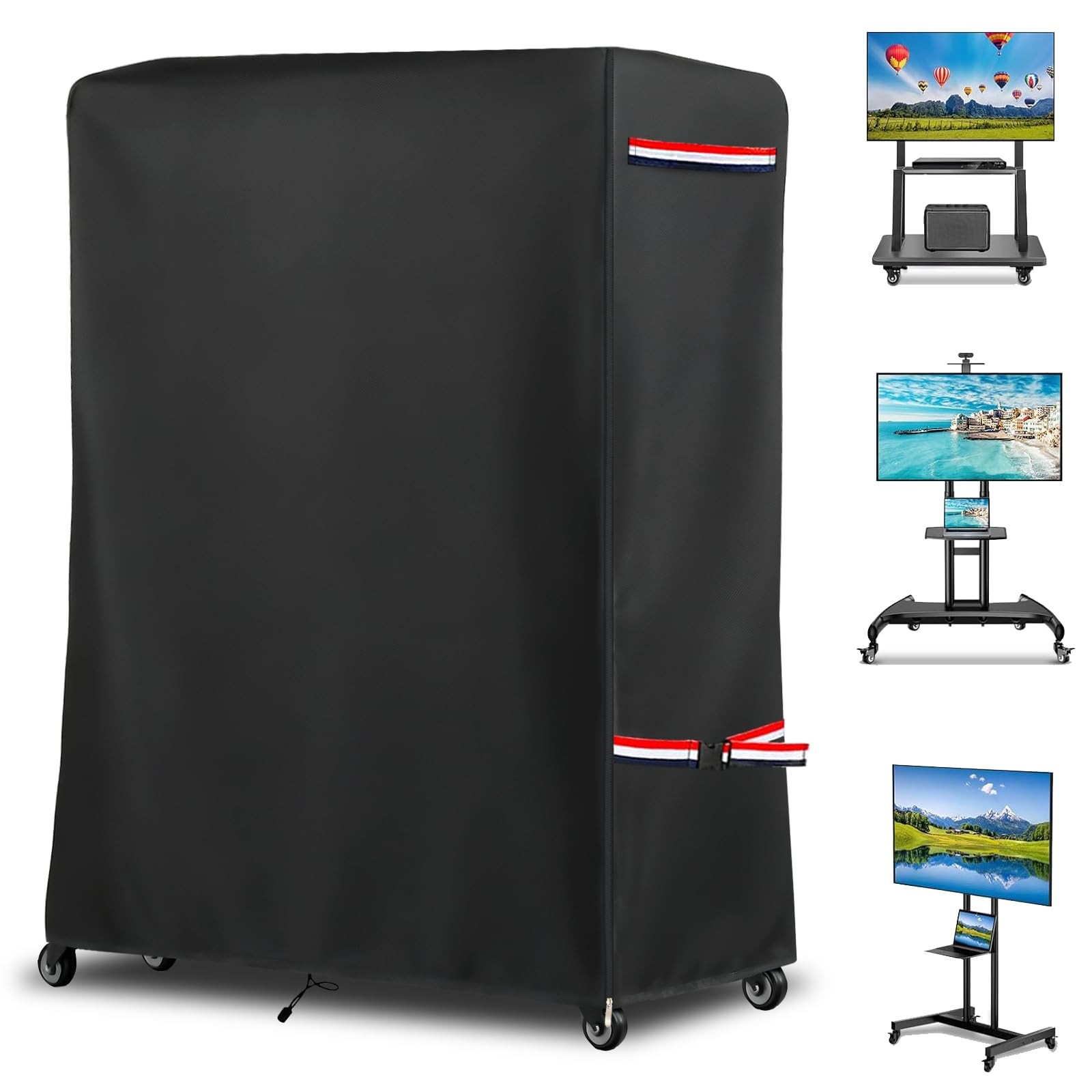48 Inch Waterproof Outdoor TV Trolley Cover,Heavy Duty 600D Rolling TV Stand Cov