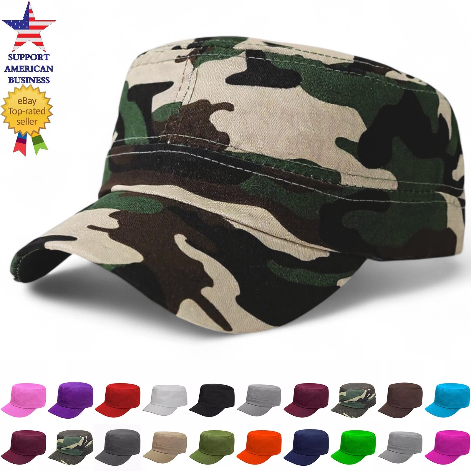 Cadet Hat Castro Style Army Caps Men and Women Baseball Cap Adjustable Size