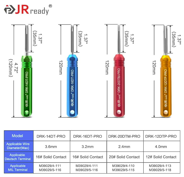 Jrready ST5291 Deutsch Pin Removal Tool for Deutsch Size 12 16 20 Solid Contacts